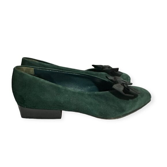 Stephane Kelian Vintage‎ Green Suede Pumps with Bow, Size 8 US, - Picture 6 of 13